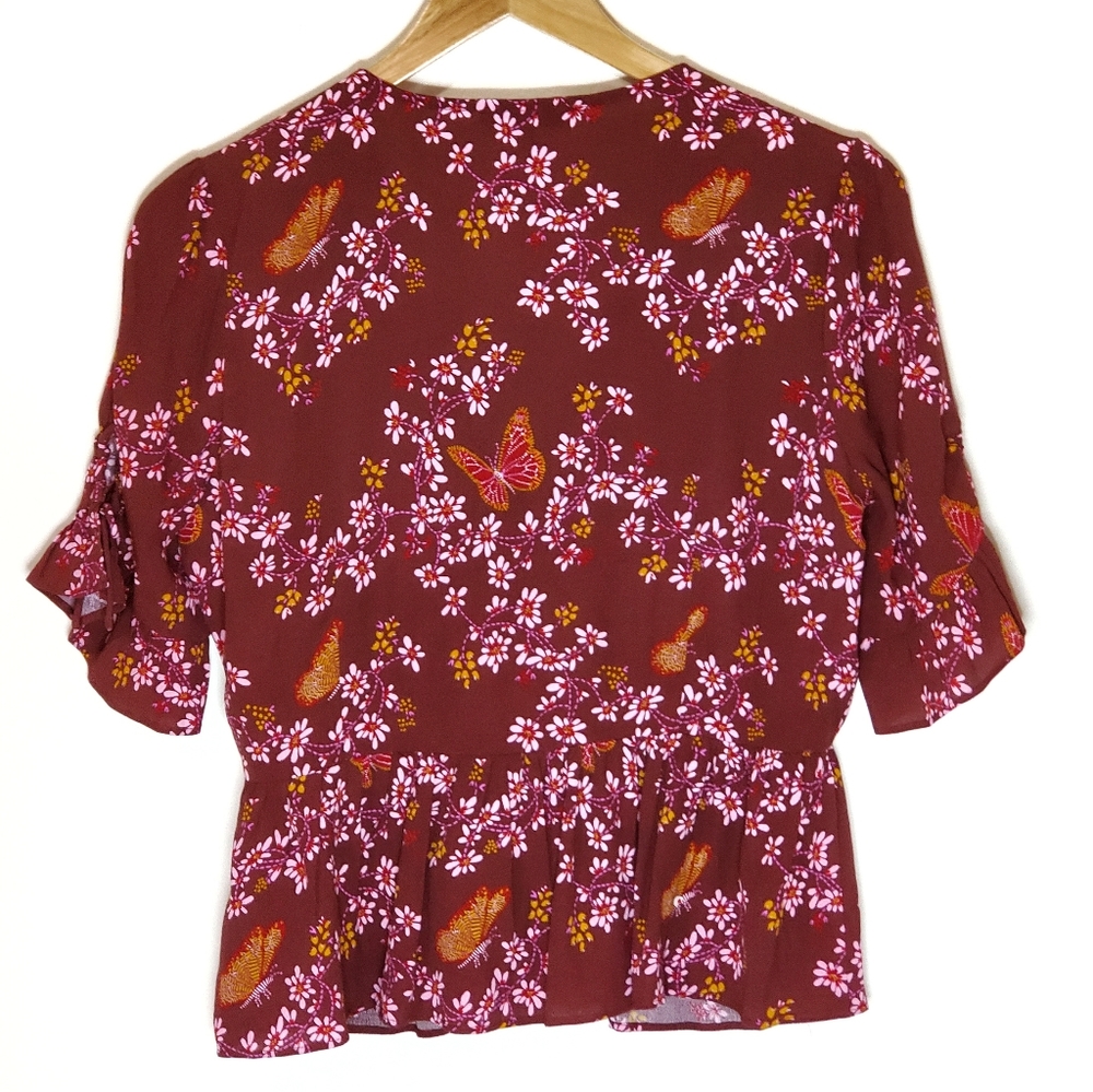 Madewell Tie-Sleeve Butterfly Wrap Top Size 2 NWT - Picture 3 of 6